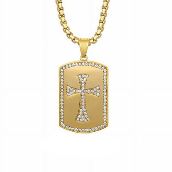 Religious 14K Yellow Gold Cross Pendant Necklace For Women Men Party Jewelry Gift