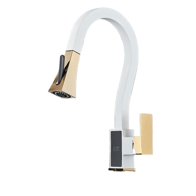 Digital Display Kitchen Faucet, Brushed 4 Functions Single Handle Pull Out Kitchen Sink Mixer Hot And Cold Water Taps ,Easy to Install