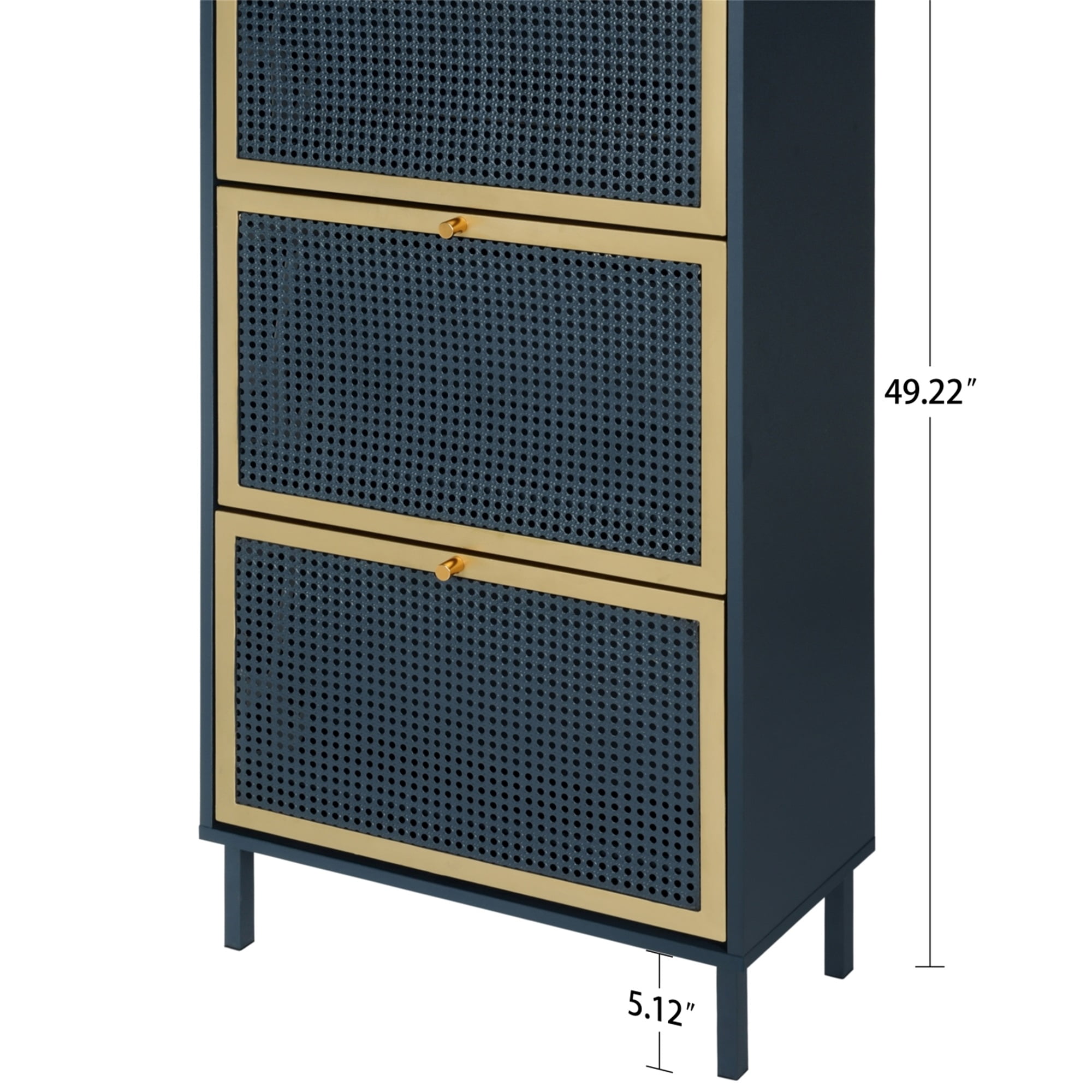 YYAo Shoe Rack Storage Cabinets, 3-Tier Metal Rattan Door Shoe Rack for Living Room Bathroom, Blue&Gray YYAo Shoe Rack Storage Cabinets, 3-Tier Metal Rattan Door Shoe Rack for Living Room Bathroom, Blue&Gray
