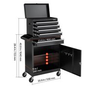 VEVOR Rolling Tool Chest, 2-in-1 Design, 5 Drawers Tool Cabinet Organizer with Detachable Top Metal Toolbox, Lock Bar, Protective Liner, and Tools Rack, Garage Storage Cabinet for Warehouse, Workshop