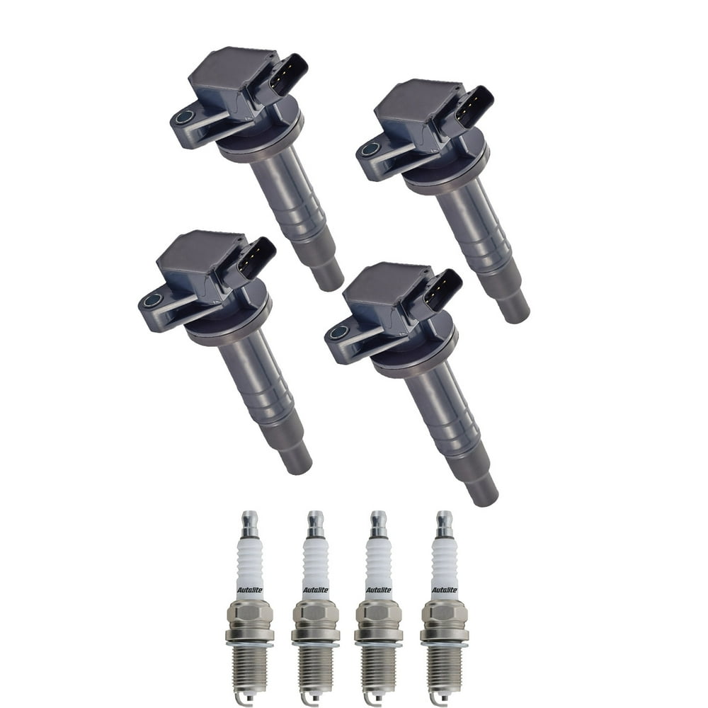 Set of 4 ISA Ignition Coils and 4 Autolite Spark Plugs Compatible with