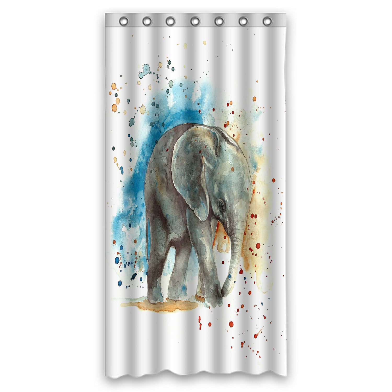 Eczjnt Watercolor Grey Elephant Blue, Blue Elephant Shower Curtain