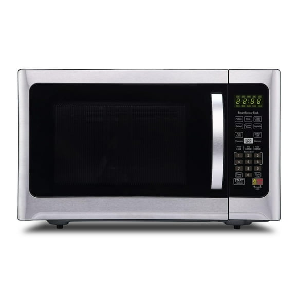 Farberware Profesional 1,2 Cu. Ft.. Horno Microondas de 1000 Vatios con Sensor de Cocción, Acero Inoxidable/envoltura Corporal Negra.