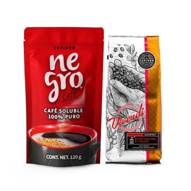 Pack Café Negro Café 120g y Café Vivendi 340g Cafiver Café soluble 100% puro