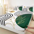 thumbnail image 3 of Homewish Mid Century Geometric 3pcs Twin Sheet Sets for Teens Boys Girls,Minimalist Stripes Twin Fitted Sheet,Vintage Aesthetic Breathable Flat Sheet,Lightweight Room Decor, 3 of 7