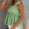 thumbnail image 7 of Women's Summer Sleeveless Peplum Blouse Square Neck Ruffle Strap Babydoll Tank Top, 7 of 7