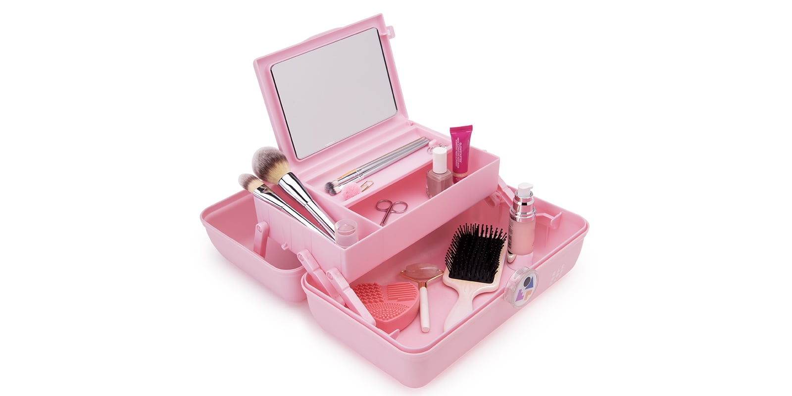  Caboodles Pretty in Petite Makeup Box, Pink Sparkle, Hard  Plastic Organizer Box, 2 Swivel Trays, Fashion Mirror, Secure Latch for  Safe Travel : Beauty & Personal Care