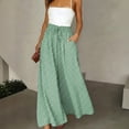 thumbnail image 2 of Minjewel Palazzo Pants for Women Bohemian Culottes - Elastic Waist Polka Dot Print Long Length, Wide Leg Pants for Women Casual Everyday Bottoms, Pants for Women for Summer,Light Green M, 2 of 5