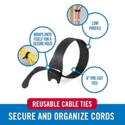 VELCRO Brand ONE-WRAP Ties 8in x 1/2in Ties Gray & Black 50 Ct
