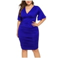 thumbnail image 2 of Sentmoon Robe Cocktail pour Femmes à Manches Courtes Robes Boho pour Femmes Été Couleur Unie Coupe Régulière Respirante Robes Cocktail de Bal 2026 pour le Quotidien et les Déplacements Bleu TG, 2 of 5