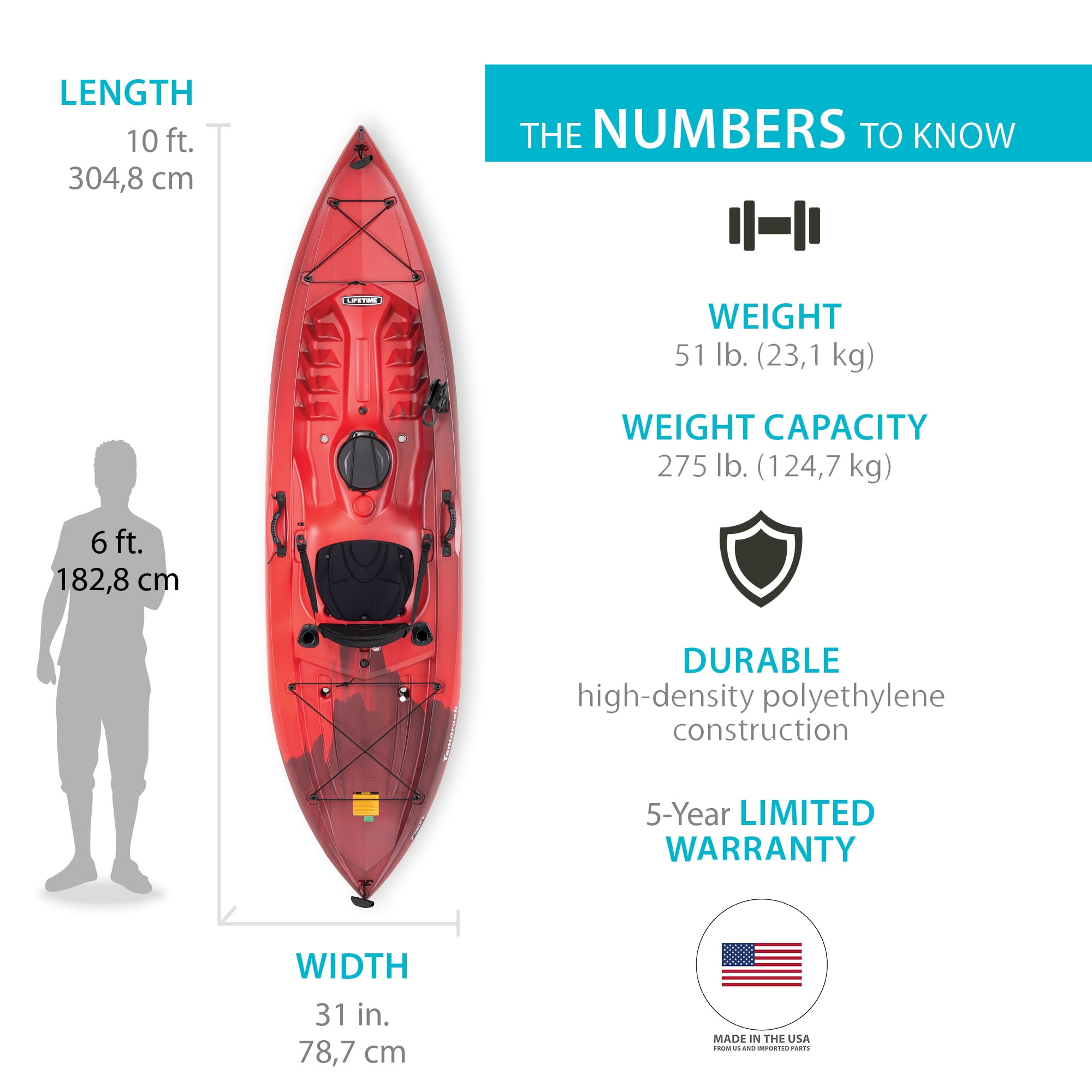 Lifetime Tamarack Angler 10 ft Sit-On-Top Fishing Kayak, Volcano Fusion (91340)