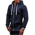 thumbnail image 4 of adviicd Mens Autumn And Winter Zipper Neck Solid Sweater Long Sleeve Fashion Top Sweatshirt Coat (Navy,2XL), 4 of 5