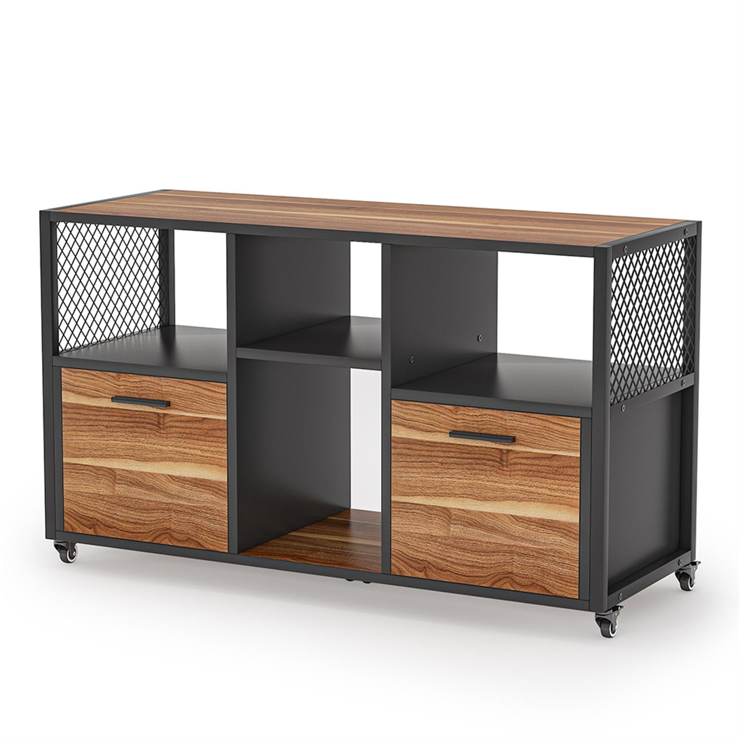 Demi Bonn 2-Drawer File Cabinet, Wood Mobile Filing Cabinet for Home Office, Printer Stand, for A4, Letter-Size Documents, Storage Cabinet for Home Office, Brown