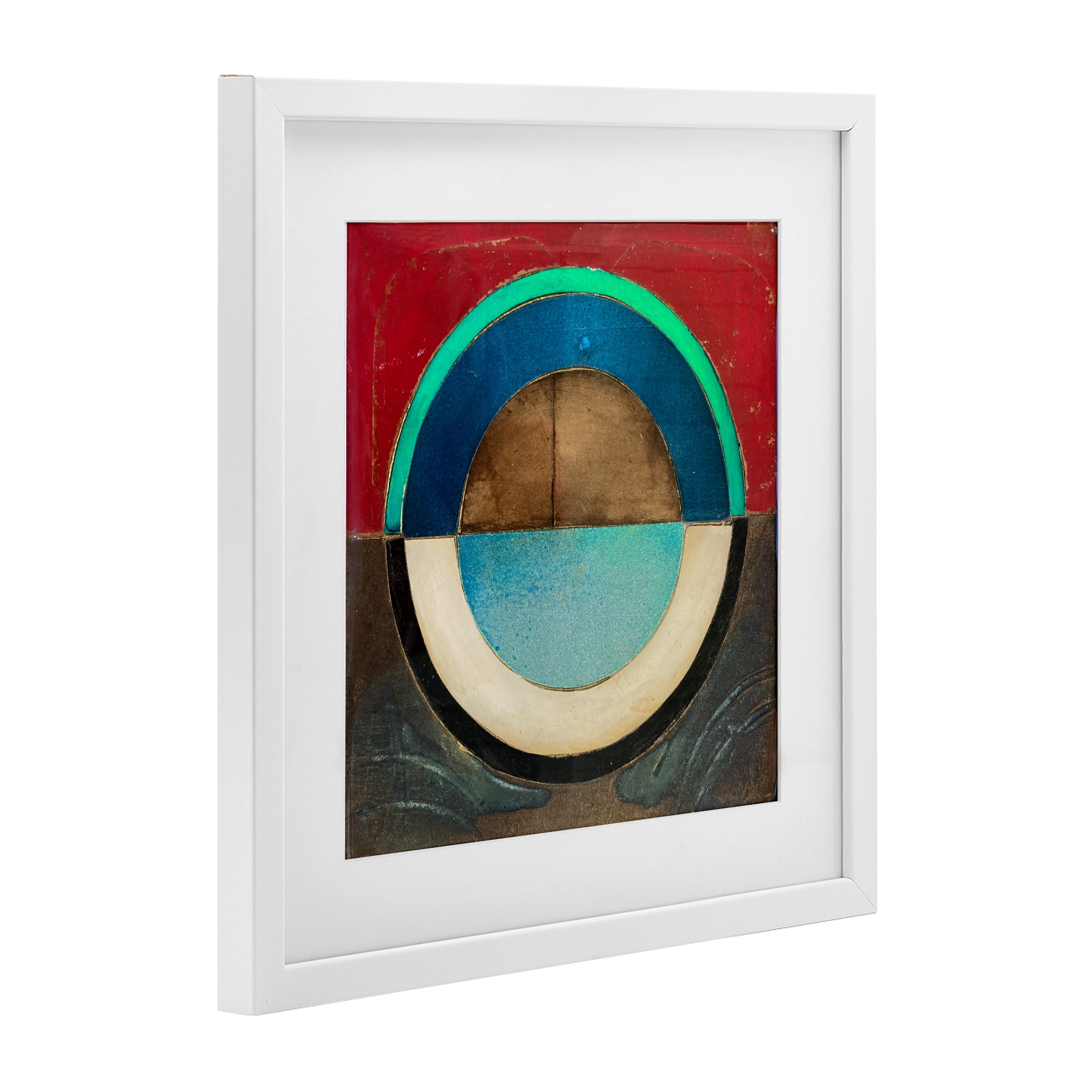 Stupell Industries Round Distressed Circle White Framed Print Under Glass, design by Matthew Finger