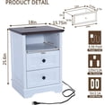 thumbnail image 2 of Farmhouse 2 Drawers Dresser for Bedroom, Rustic Small Chest of Drawers with Charging Station, Wood End Table with Open Shelf, White Modern Nightstand for Bedroom, Living Room, Entryway, 2 of 14