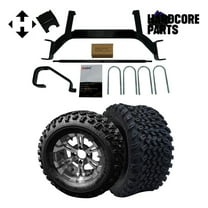 Hardcore Parts 6" Drop Axle Lift Kit for EZGO TXT/PDS (2001.5-2008) Gas Golf Cart with 12" Machined/Gunmetal ‘VAMPIRE’ Wheels and 23"x10.5"-12" All-Terrain tires