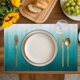 thumbnail image 4 of Teal Ombre Placemats Set of 6, Contemporary Gradient Abstract Art Placemats for Dining Table, Place Mats for Kitchen Tabletop, Waterproof Wipeable Dining Table Mats Set, 4 of 9