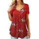 thumbnail image 5 of Camiseta estampada Mujer Verano Cuello redondo Blusa de manga corta Top suelto, Rojo, L Methold AP001352-13, 5 of 7