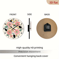 thumbnail image 7 of 2D Flat, 1pc, Pink flowers Backdrop Clock10Inch Wood Veneer Europe and America Style Round Silent Flat Wall ClockSilent Wall Clock, Add Joyful Time to Your Study Or Liv, 7 of 7