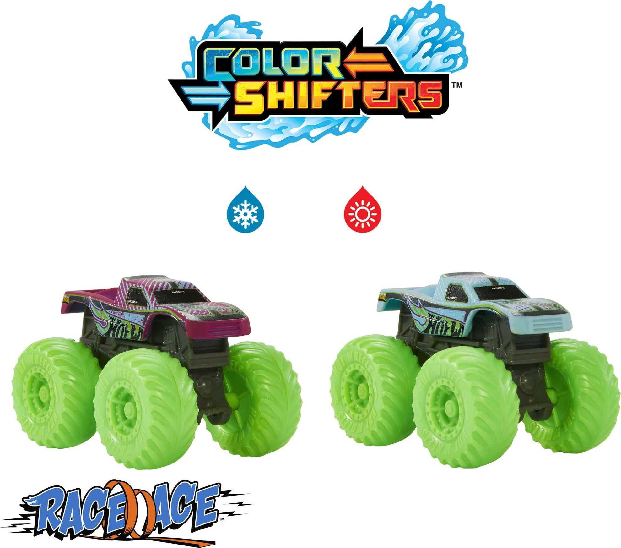 Buy Hot Wheels Monster Trucks Color Reveal 2-Pack, for Kids 3 Years Old ...