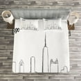thumbnail image 3 of Ambesonne Chicago Skyline Quilted Bedspread Set 3 Pcs, Downtown Sketch, Queen Size, Black White, 3 of 3