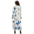thumbnail image 2 of FKELYI Blue Butterfly Flower Print Long Sleeve Maxi Dress for Women V-Neck Soft Casual Dress Flowy A-Line Dresses with Side Pockets for Party Wedding, XL, 2 of 6