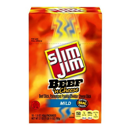 Slim Jim Beef and Cheese Stick, Mild Flavor, 1.5 Oz.