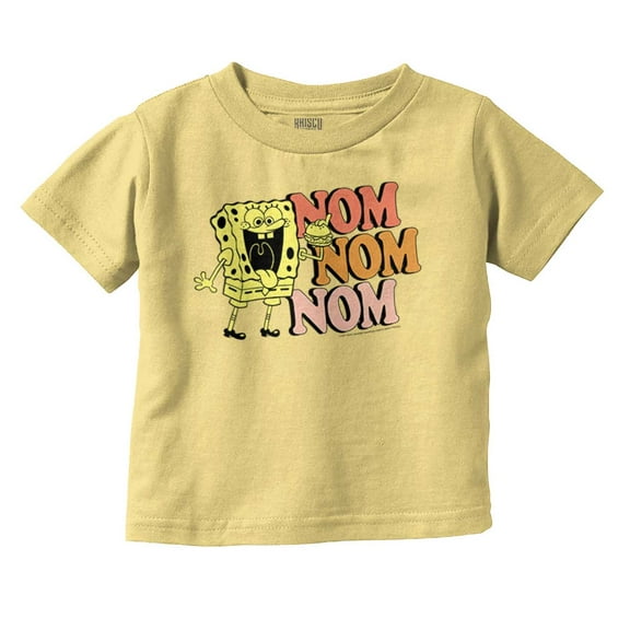 Funny SpongeBob Krabby Patty Nom Nom Toddler Boy Girl T Shirt Infant Toddler Brisco Brands 6M