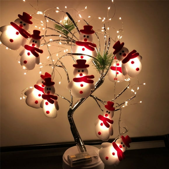 Aminojy Christmas Lights Battery Operated 10 Led Snowman String Lights 1.65M Warm White Flashing Fairy Lights For Christmas Tree Decor Holiday Party Wedding Indoor Outdoor Decorations Multi-Function