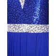 thumbnail image 7 of Alvivi Women Shiny Sequin Lyrical Dance Dress Irregular Flowy Tulle Skirt Leotard for Figure Ice Skating Blue M, 7 of 7