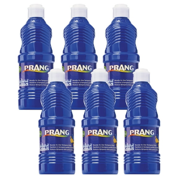Prang Washable Tempera Paint, Blue, 16 oz, Pack of 6