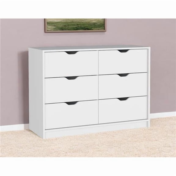 HomeRoots 544054 42 in. White Six Drawer Double Dresser