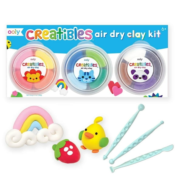 OOLY Creatibles Air Dry Clay Kit with 3 Shaping Tools, Air Dry Clay for Kids