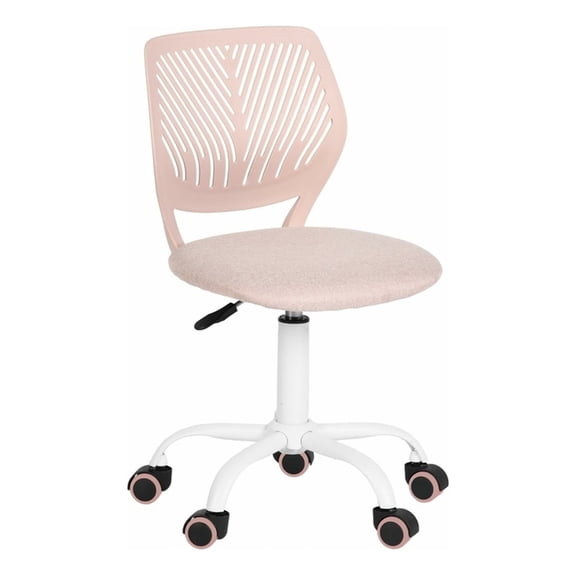 Homy Casa Pink Mesh & Fabric Kitchen Counter Helper Chair with Height Adjustment