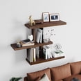 thumbnail image 7 of Variable Wood Floating Shelves Set of 3, Wall Cube Shelves 28.35" Max, Wall Shelves for Living Room Bathroom Bedroom - Light Walnut Color - 28.35" x 23" x 5.9" Max, 7 of 7