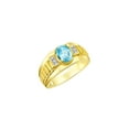 thumbnail image 3 of RYLOS Men's Rings Yellow Gold Plated Silver Rings Classic Designer Style 8X6MM Oval Gemstone & Diamond Ring Blue Topaz Birthstone Rings For Men Size 10, 3 of 7