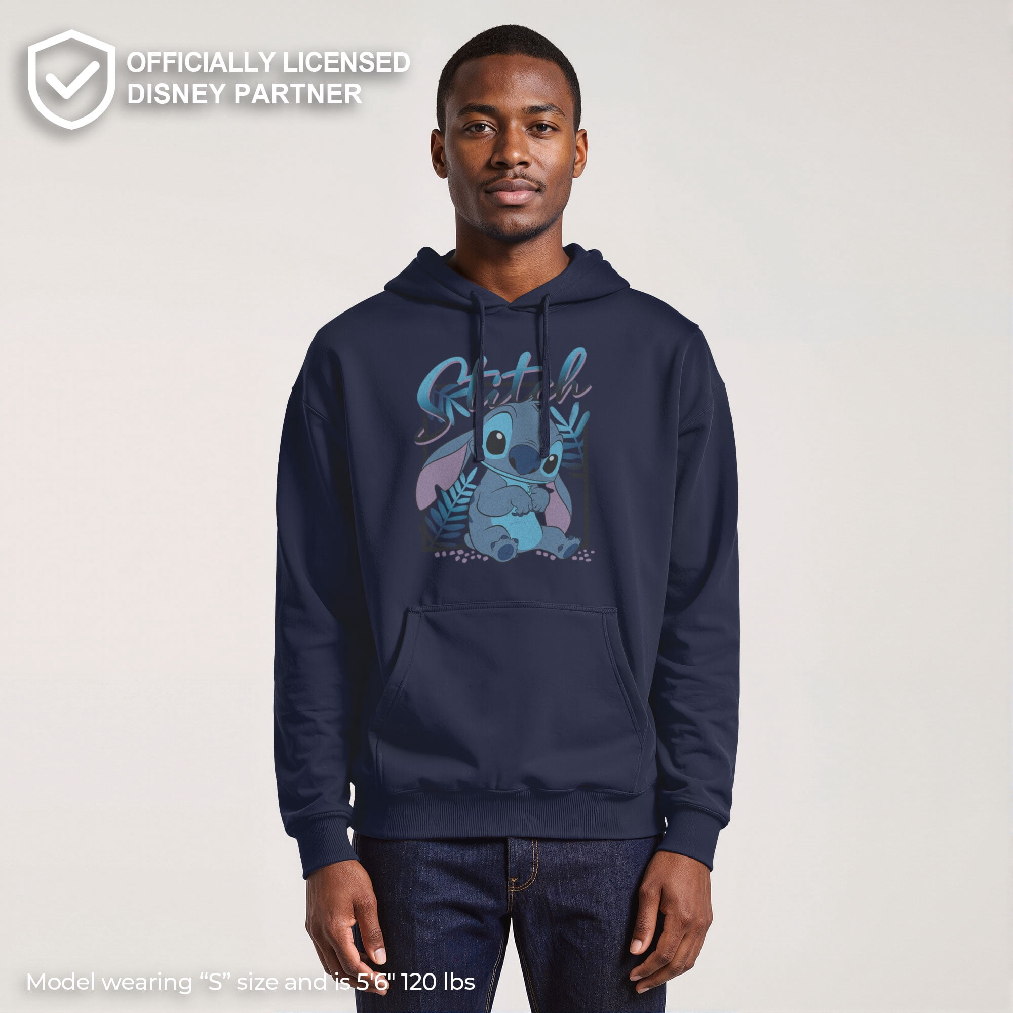 BOY STITCH LOGO HOODIE (ネイビー) L Men's Lilo & Stitch Distressed Poster Stitch Pull Over Hoodie Navy