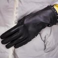 thumbnail image 1 of Guantes cálidos de invierno para mujer, guantes de cuero genuino con remaches, guantes de pantalla táctil de cuero de oveja, terciopelo grueso para mujer, 1 of 2