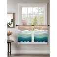 thumbnail image 2 of Sheer Curtains 54 Inch Length 2 Panels Set for Kitchen, Teal Blue Ombre Stripe Semi Sheer Curtains for Windows, Abstract Summer Beach Coastal Voile Window Treatments Rod Pocket Curtain, 2 of 7