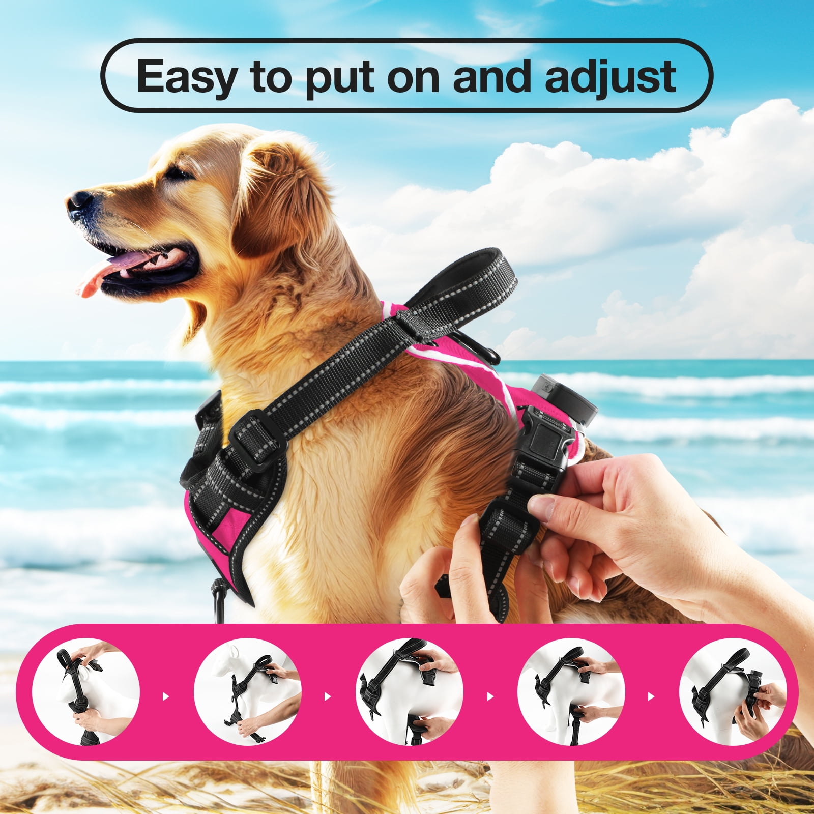 MASBRILL Light Up Dog Harness - No Pull Led Dog Harness Rechargeable Lighted Dog Harness for Night Walking Adjustable Glow Vest for Small Medium Large Dogs
