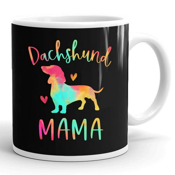 Dachshund Mama Colorful Doxie Dog Mom Dad Dogs Lover Owner Gift Ceramic Mug 11oz (White;11oz)