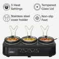thumbnail image 3 of Superjoe Triple Slow Cooker Buffet Servers and Warmer,3 Pot Food Small Mini Manual Slow Cooker with Adjustable Temp Stainless Steel Lid Rests,Removable Ceramic Pot,4.5 QT, 3 of 8