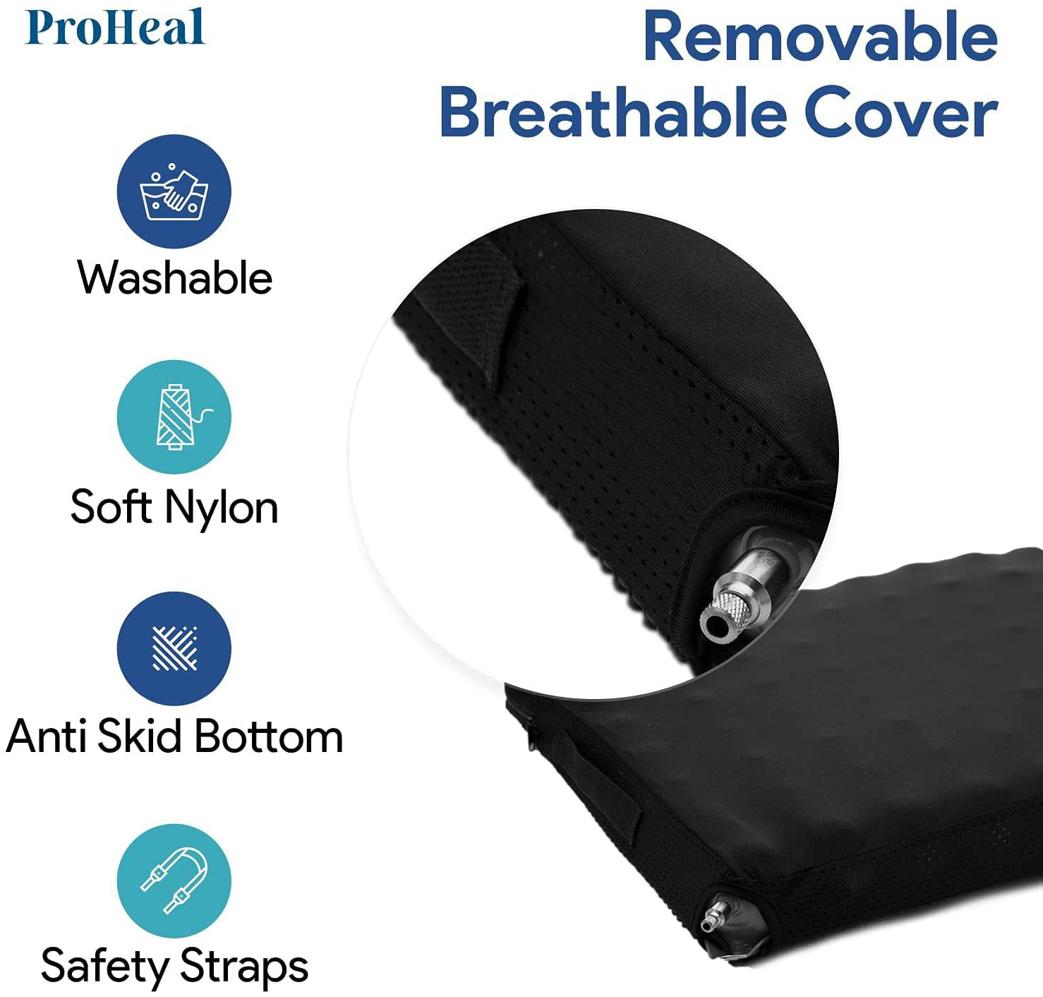 Drive Medical Balanced Aire Adjustable Cushion 18 x 16 x 4 Black