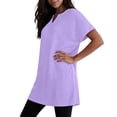 thumbnail image 6 of QASIEATN Women's Casual V Neck Short Sleeve Dress Loose Fit T Shirt Dress with Pockets Shirts for Women, 6 of 9