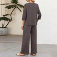 thumbnail image 6 of Two Piece Sets for Women 3/4 Length Sleeve Lounge Sets Summer Fall Vacation Travel Outfits Fashion Clothing Brown XL, 6 of 6