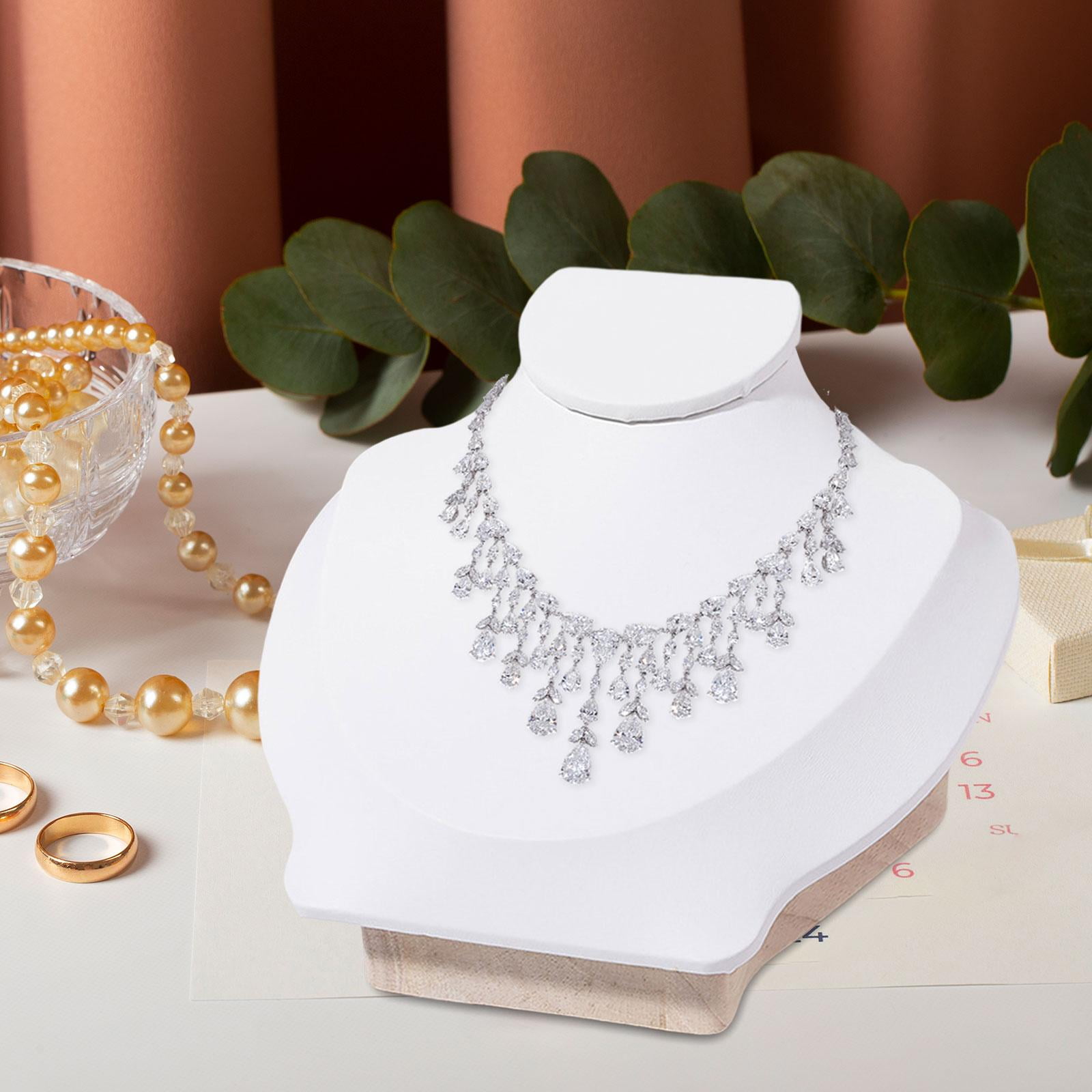 Milageto Jewelry Bust Wood Display Necklace Mannequin for Retail Stores Women Bedroom White