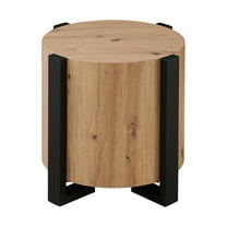 Steve Silver Darcie Modern 24" Round Wood End Table, Natural Brown