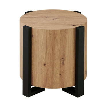 Steve Silver Darcie Modern 24" Round Wood End Table, Natural Brown