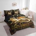 thumbnail image 2 of Metsweet Gold Dragon Full Size Bedding Sets 7 Pieces, Rustic Jungle Animal Full Size Bed in a Bag,Black Reversible, 2 of 6