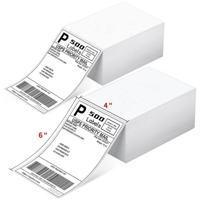 CHUANK Direct Thermal Labels 4x6 Shipping Labels with Perforation Pack of 500 4x6 Fanfold Labels for Thermal Printers